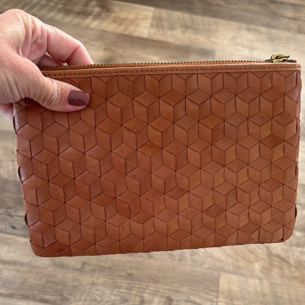 Madewell Tan Geometric Leather Clutch